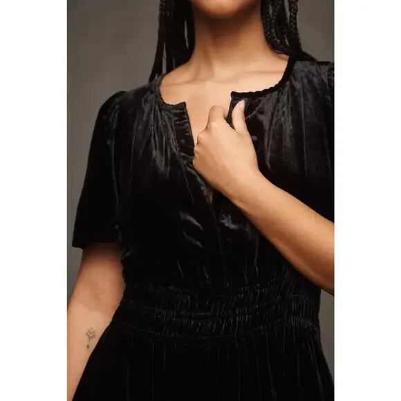 NWT Anthropologie The Somerset Maxi Dress: Velvet Edition $180 PLUS 1X Black - Picture 2 of 6